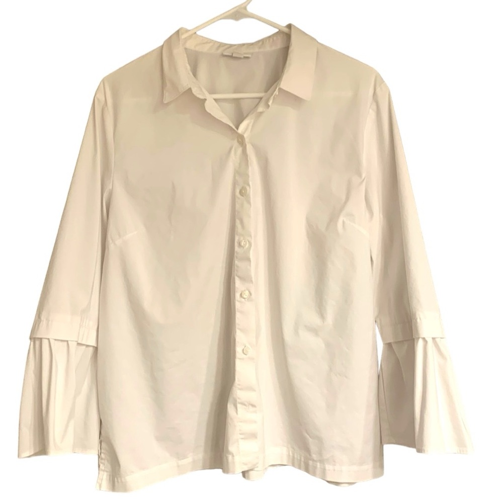 J Jill “white shirt collection“ button-down shirt w/bell sleeves size large